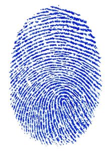 A picture of a fingerprint to show the only time you would register your hands with the police is if you'd committed a crime