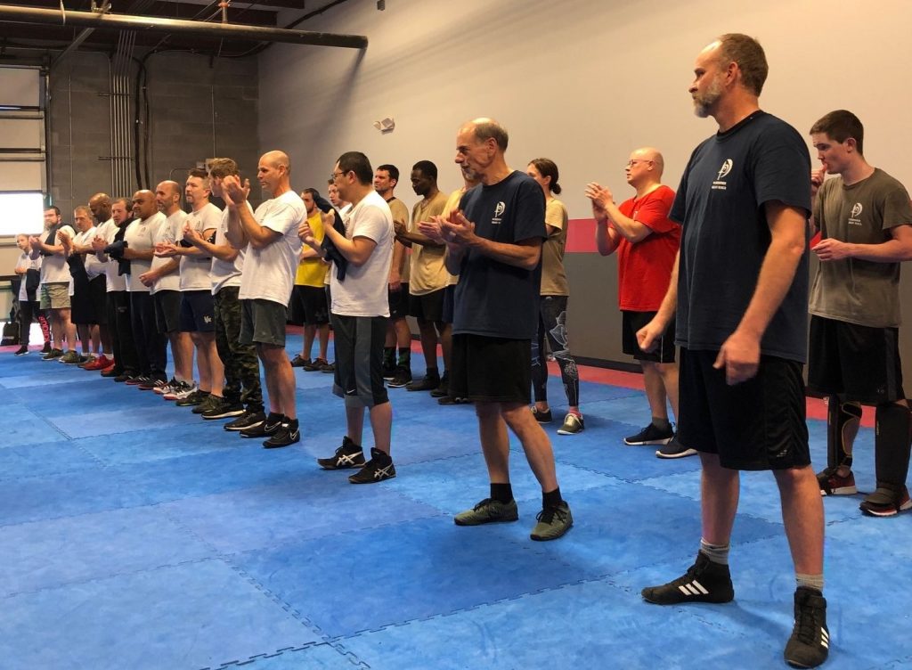 a pic used to show a typical class line up at Warriors Krav Maga LKN